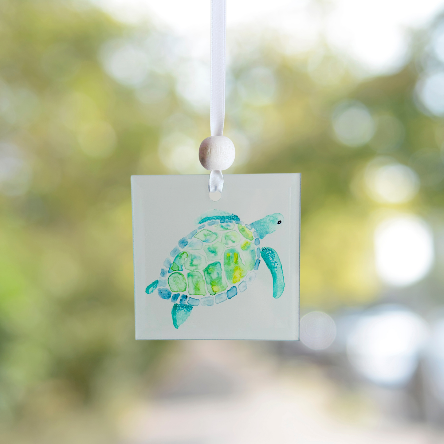 Window Charm -  Hand Painted Watercolor Sea Turtle